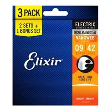 Encordoamento Elixir Guitarra .009 Super Light Nanoweb Pack Foto mini  2