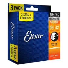 Encordoamento Elixir Guitarra .009 Super Light Nanoweb Pack Foto  mini 1