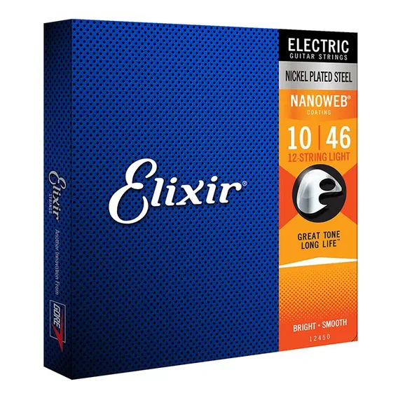 Encordoamento Elixir P/ Guitarra 010 12 Cordas Nanoweb 12450 Foto 1