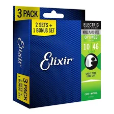 Encordoamento Elixir P/ Guitarra Light Optiweb Pack 3 Sets Foto  mini 1