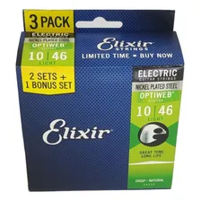 Encordoamento Elixir P/ Guitarra Light Optiweb Pack 3 Sets Foto mini 4