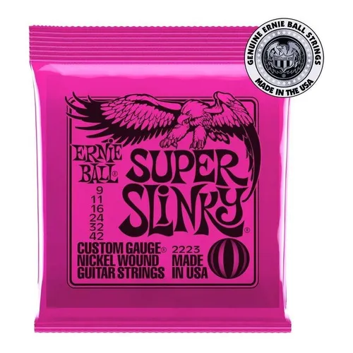 Encordoamento Ernie Ball 2223 Super Slinky 009 Para Guitarra Foto 1