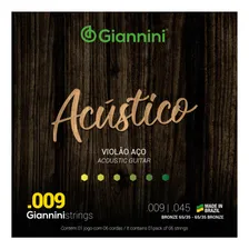 Encordoamento Giannini Acústico Violão .009 Bronze Geswal Foto mini 3