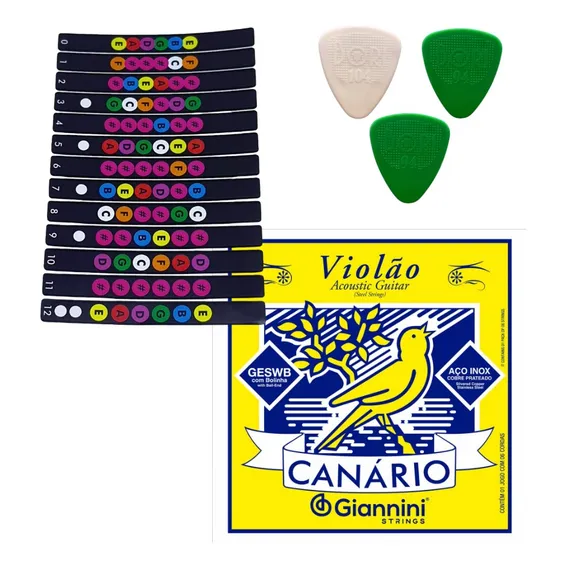 Encordoamento Giannini Canario Aço Violão + Escala E Foto 1