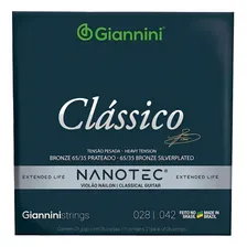 Encordoamento Giannini Clássico Nylon Nanotec Tensão Pesada Foto mini 1