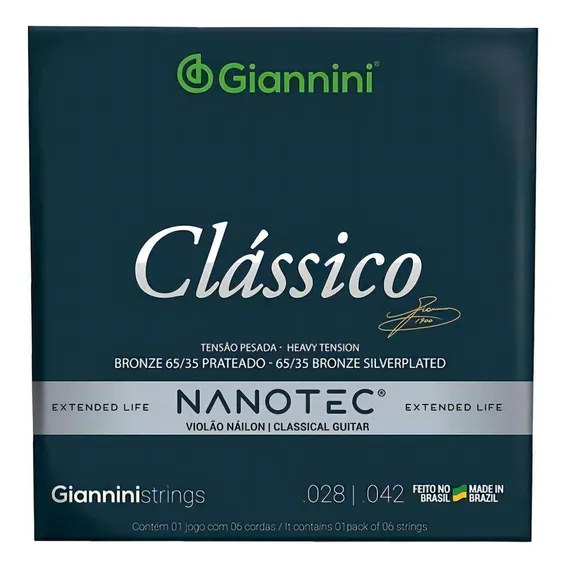 Encordoamento Giannini Clássico Nylon Nanotec Tensão Pesada Foto 1