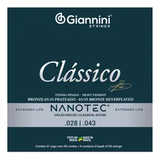 Encordoamento Giannini Clássico Nylon Nanotec Tensão Pesada Foto mini 2