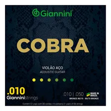 Encordoamento Giannini Cobra 010 P/ Violão Aço Foto mini 3