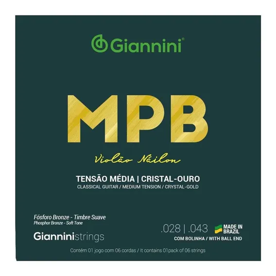 Encordoamento Giannini Mpb Violao Nylon Cristal Prata Genwg Foto 1