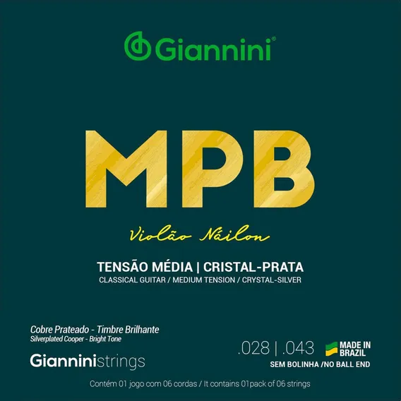 Encordoamento Giannini Mpb Violao Nylon Preto Prata Foto 1