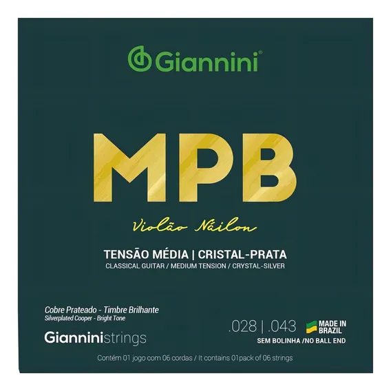 Encordoamento Giannini Mpb Violão Nylon Cristal Prata Genws Foto 1