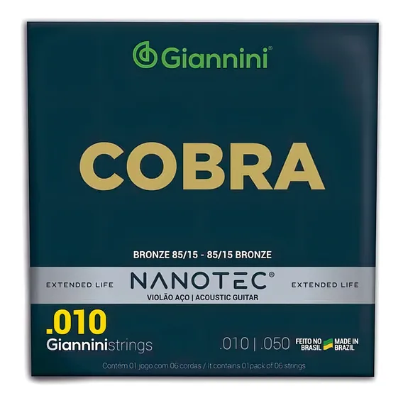 Encordoamento Giannini Nanotec Violão Aço .010 Geefle Pn Foto 1