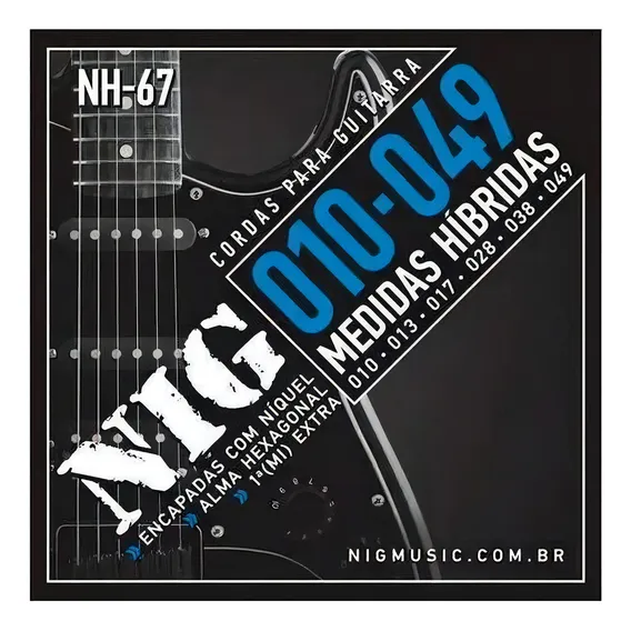 Encordoamento Guitarra Aço 010 049 Nig Nh67 Híbrida Foto 1