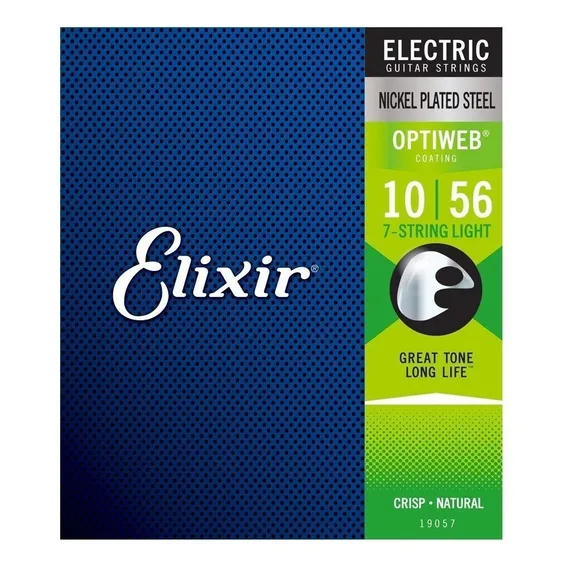 Encordoamento Guitarra Elixir 7 Cordas Optiweb 10-56 19057 Foto 1