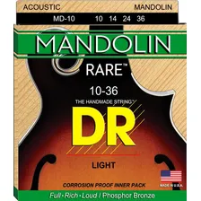 Encordoamento Mandolin Dr Strings Md-10 Rare - Bronze 010 Foto  mini 1