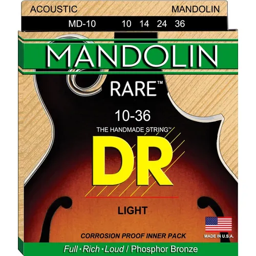 Encordoamento Mandolin Dr Strings Md-10 Rare - Bronze 010 Foto 1