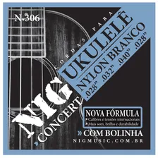 Encordoamento Nig N306 Ukulelê Concert Nylon Branco Foto mini  2