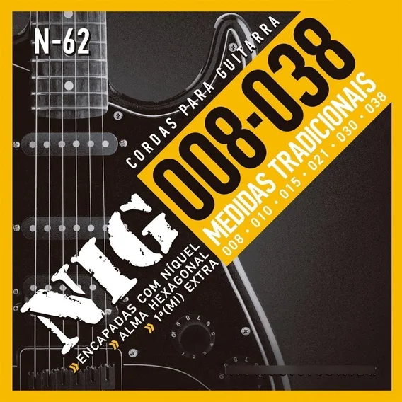 Encordoamento Nig N62 Guitarra - .008 - .038 Foto 1