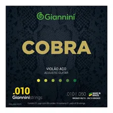 Encordoamento para Violão Aço Giannini Cobra Bronze 85/15 GEEFLE (.010 ? .050) Foto mini 1