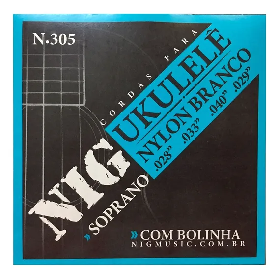 Encordoamento Ukulele Nig Nylon Branco Soprano 4 Cordas Foto 1