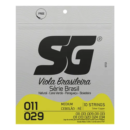 Encordoamento Viola Brasileira Cebolão Em Ré Sg Aço Foto 1