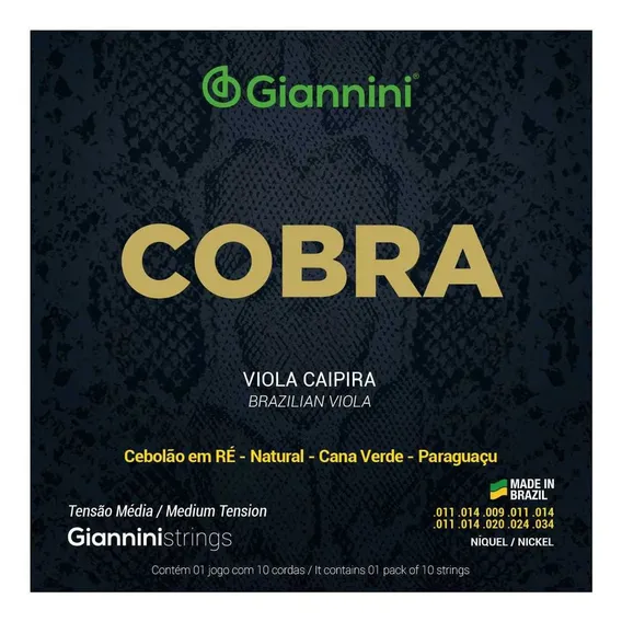 Encordoamento Viola Caipira Giannini Cobra Gesvnm Aço Níckel Foto 1