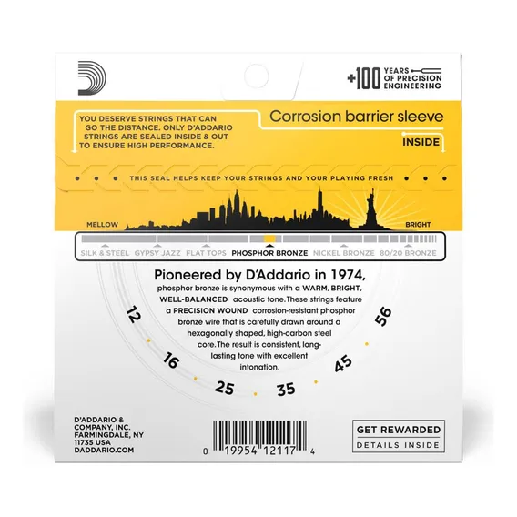 Encordoamento Violao Aco .012 D'addario Phosphor Bronze Ej19 Foto 1