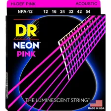 Encordoamento Violão Aço Neon Pink Dr Strings 012 - Npa-12 Foto  mini 1