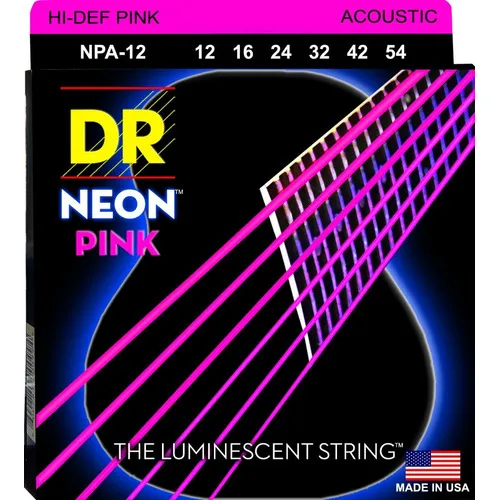 Encordoamento Violão Aço Neon Pink Dr Strings 012 - Npa-12 Foto 1