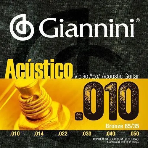 Encordoamento Violao Geswam Serie Acustico Aco 0.10 Giannini Foto 1