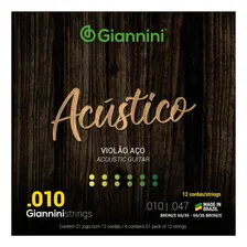 Encordoamento Violão Aço 12 Cordas 010 Acústico Giannini Foto mini 1
