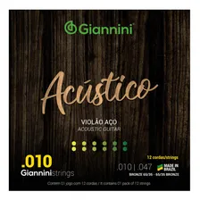 Encordoamento Violão Giannini Acústico Geswa12 Bronze 65/35 Foto mini 1