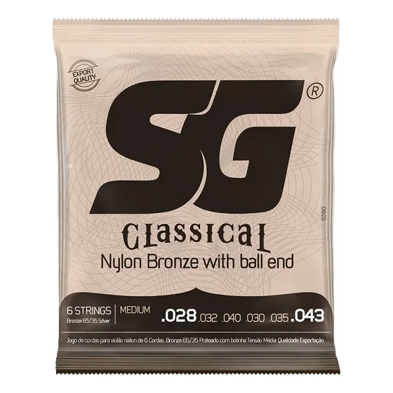 Encordoamento Violão Nylon Sg Média Bronze Cristal Bolinha Foto 1