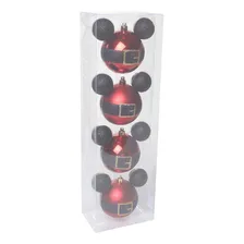 Enfeite Bola De Natal Mickey Disney 4 Unid Bolas 08cm Verm Foto mini  2