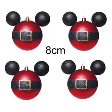 Enfeite Bola De Natal Mickey Disney 4 Unid Bolas 08cm Verm Foto mini  3