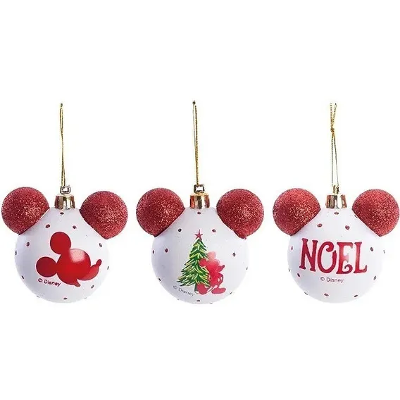 Enfeite Bola De Natal Mickey Disney 6 Unid Bolas 06cm Gliter Foto 1