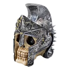 Enfeite Caveira De Capacete Gladiador Crânio Resina Foto mini 3