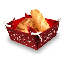 Enfeite Cesta Cestinha Mesa Pães Fruta Decoração Natalina Cor Vermelho Foto mini 1