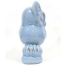Enfeite Coruja Decorativa Estatua Ceramica Azul Craquelado Foto mini  3