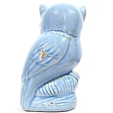 Enfeite Coruja Decorativa Estatua Ceramica Azul Craquelado Foto mini 4