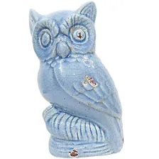 Enfeite Coruja Decorativa Estatua Ceramica Azul Craquelado Foto  mini 1