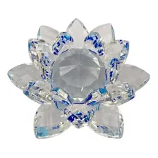 Enfeite Decoração De Mesa Flor De Lotus De Vidro 10cm Cor Azul Foto mini 1