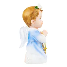 Enfeite Decorativo Anjinho Com Roupa Azul Em Resina 15 Cm Cor Azul-claro Foto mini 3