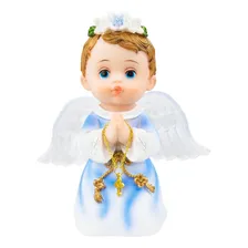 Enfeite Decorativo Anjinho Com Roupa Azul Em Resina 15 Cm Cor Azul-claro Foto mini 1