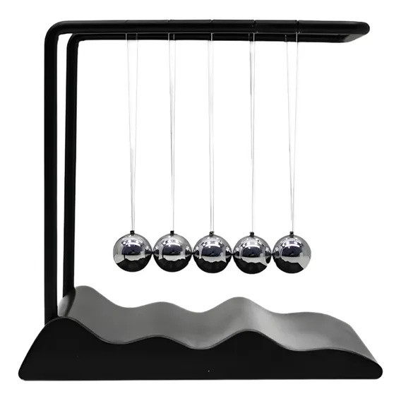 Enfeite Decorativo PĂȘndulo De Newton Metal E Madeira 18,5cm Cor Preto Foto 1