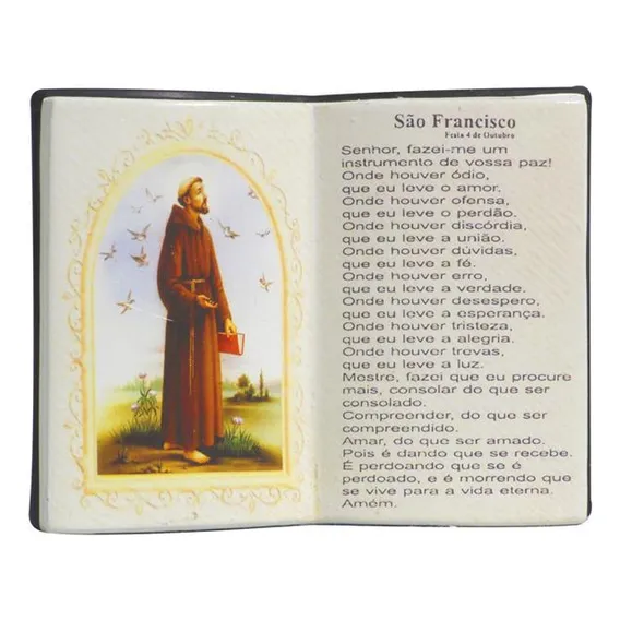 Enfeite Decorativo Resina Livro São Francisco De Assis Foto 1