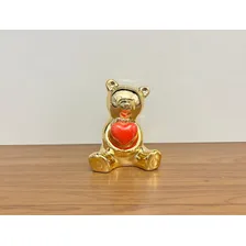 Enfeite Decorativo Urso Coração De Cerâmica Espelhado Cor Dourado Foto mini 2