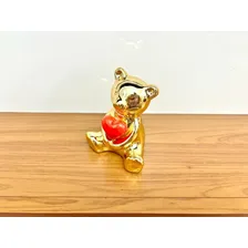 Enfeite Decorativo Urso Coração De Cerâmica Espelhado Cor Dourado Foto mini 4