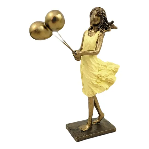 Enfeite Estátua Menina Com Balões 20x5x7cm Decorativo Foto 1