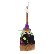 Enfeite Halloween Bruxinha Na Vassoura Decoração 37cmx12cm Foto mini  2